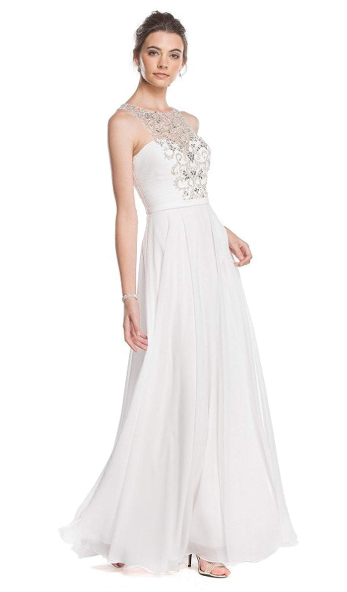 Bedazzled Illusion Halter Neck Prom Dress