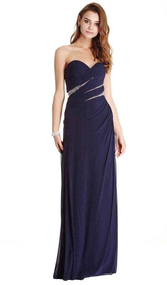 Diagonally Embellished Pleated Evening Dress