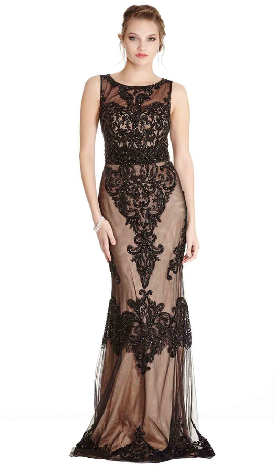 Embellished Illusion Bateau Fitted Evening Dress