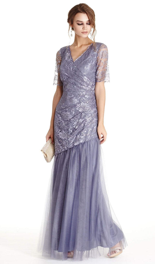 Embellished V-neck Trumpet Evening Dress