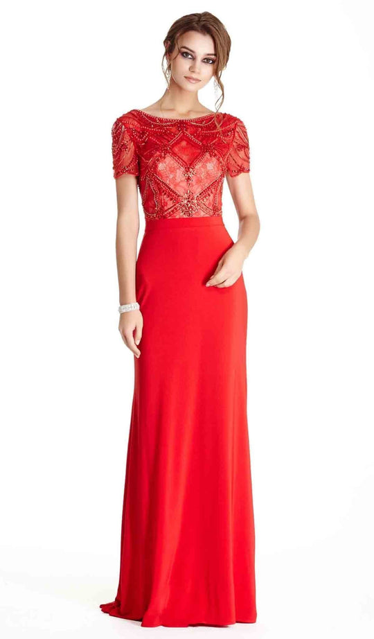 Bedazzled Bateau Neckline Evening Dress