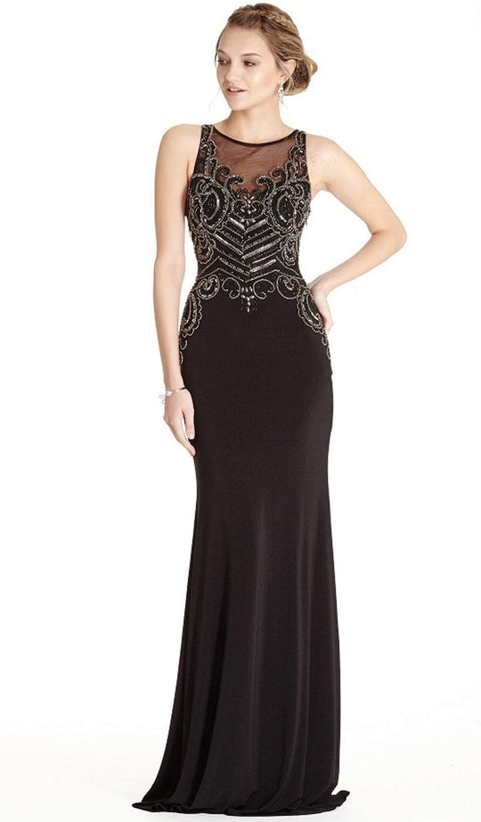 Embellished Halter Sheath Evening Dress