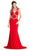 Detailed V-neck Fitted Evening Dress
