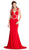 Detailed V-neck Fitted Evening Dress