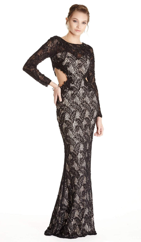 Bedazzled Long Sleeve Evening Dress