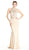 Bedazzled Mock Two Piece Sheath Prom Dress