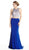 Bedazzled Mock Two Piece Sheath Prom Dress