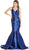 Embellished V-neck Mermaid Evening Dress