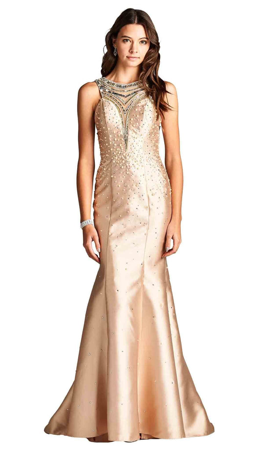 Bedazzled Halter Neck Trumpet Evening Dress