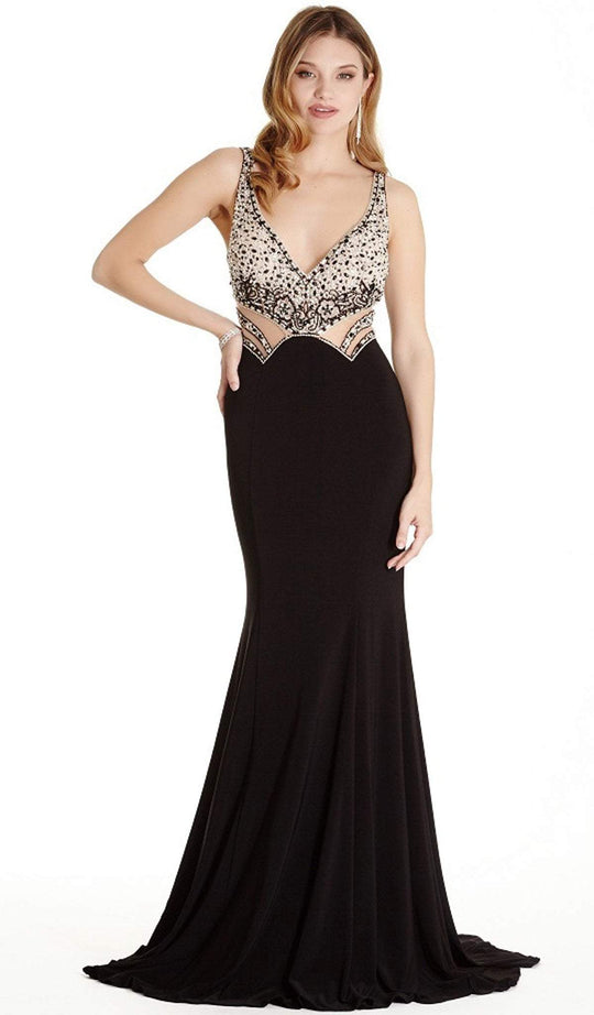 Plunging V-neck Evening Dress