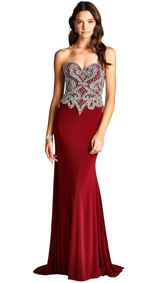 Bedazzled Strapless Sheath Evening Dress