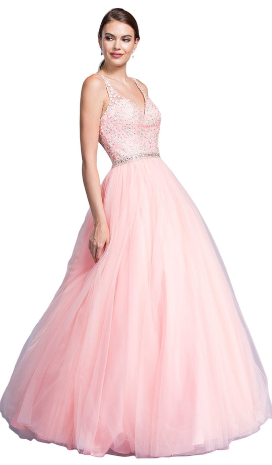 Embellished V-neckline A-line Prom Dress
