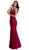 Embellished Illusion Halter Prom Fitted Dress In Red