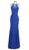 Embellished Illusion Halter Prom Fitted Dress In Blue