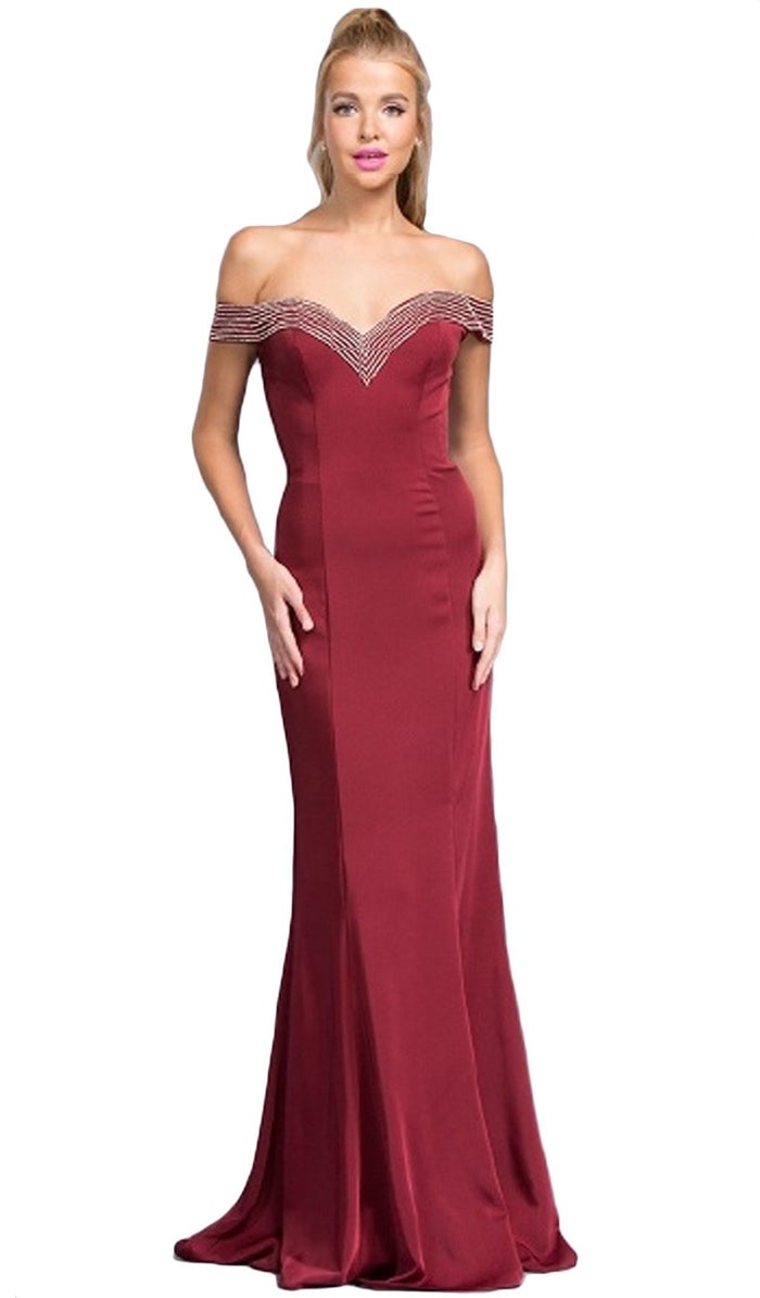Rhinestone Accented Prom Sheath Dress