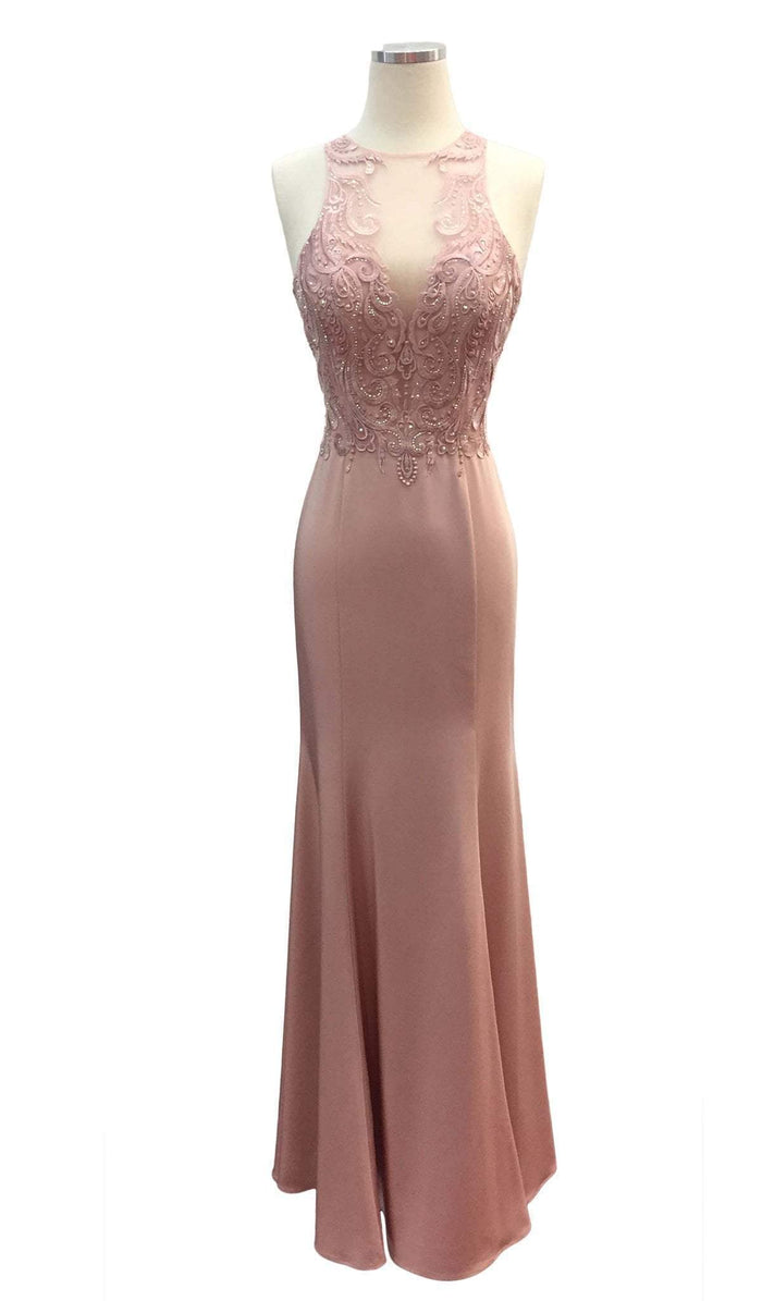 Elegant Illusion Halter Sheath Prom Dress