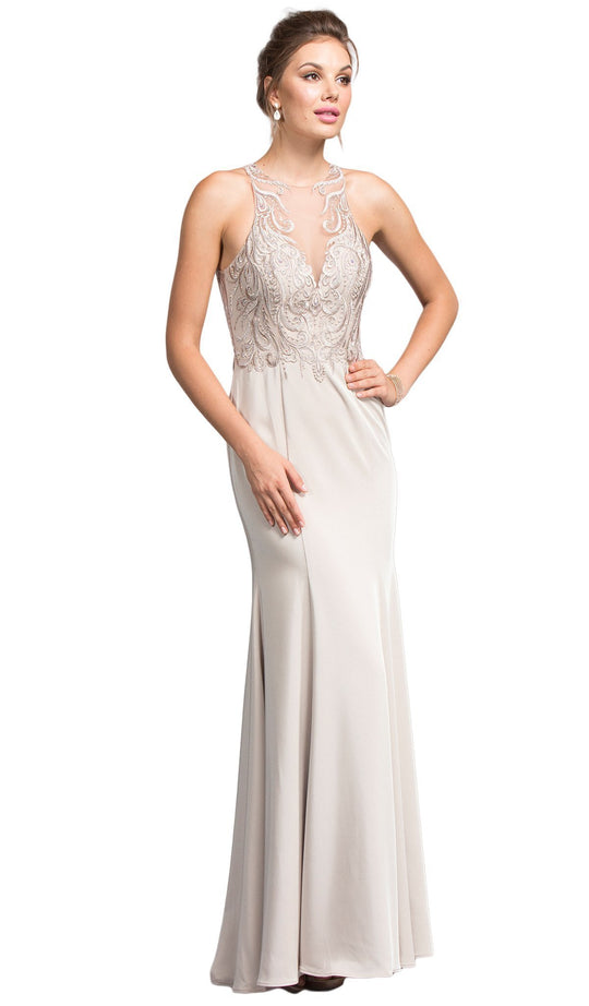 Elegant Illusion Halter Sheath Prom Dress
