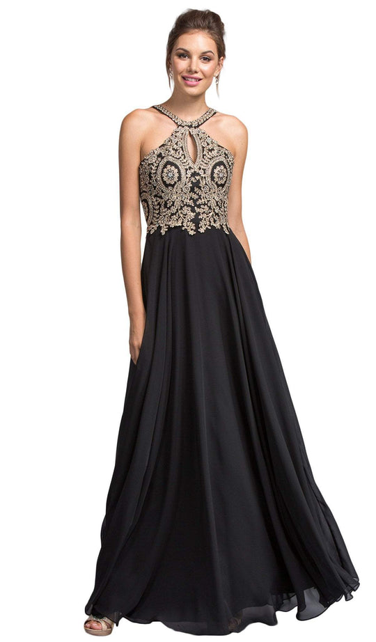 Bejeweled Halter Neck Prom A-line Dress