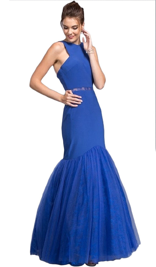 Lace Halter Sheath Prom Dress