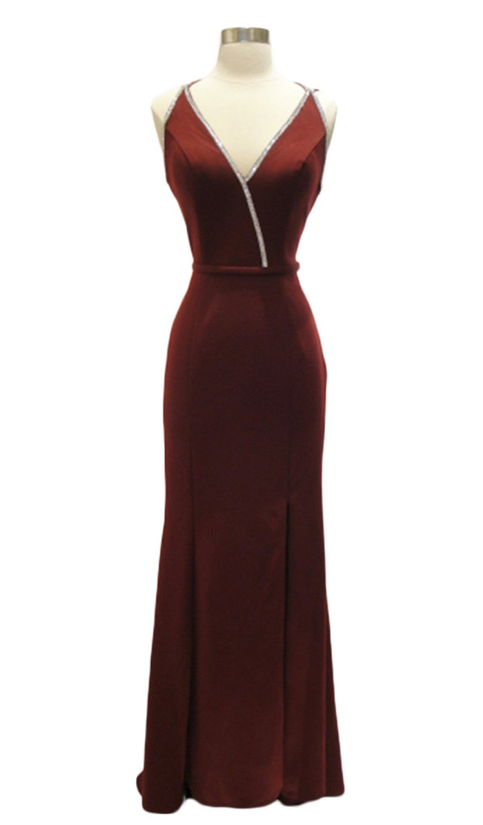 Rhinestone Accented Sheath Prom Dress