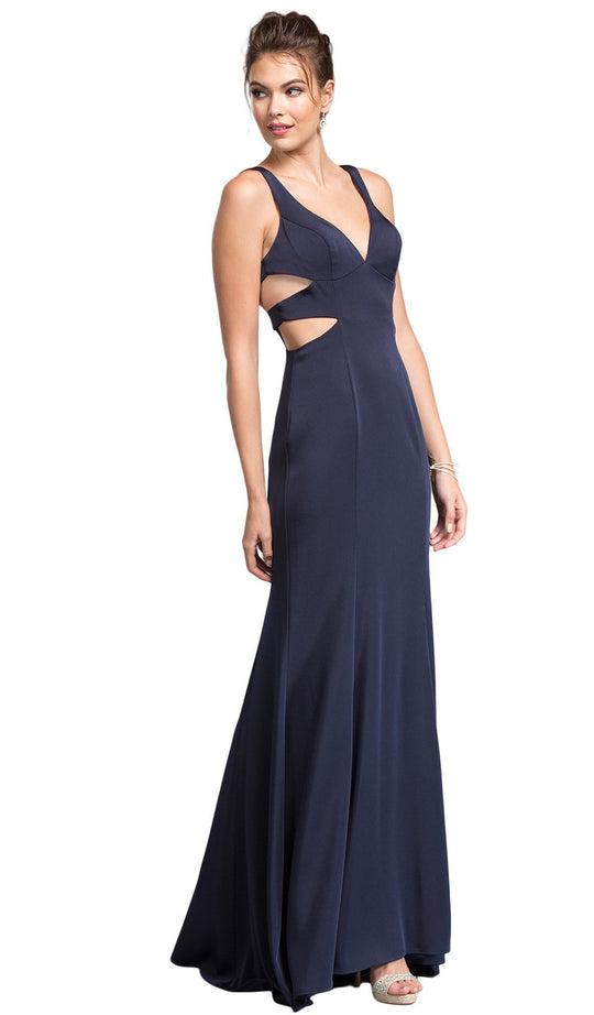 Sleeveless V-neck Cutout Prom Dress
