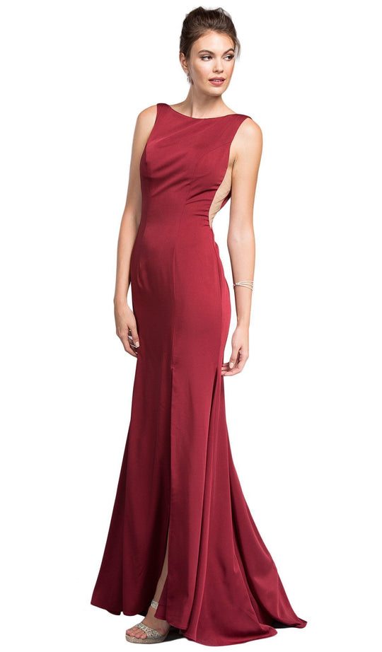 Sleek Bateau Neck Sheath Prom Dress