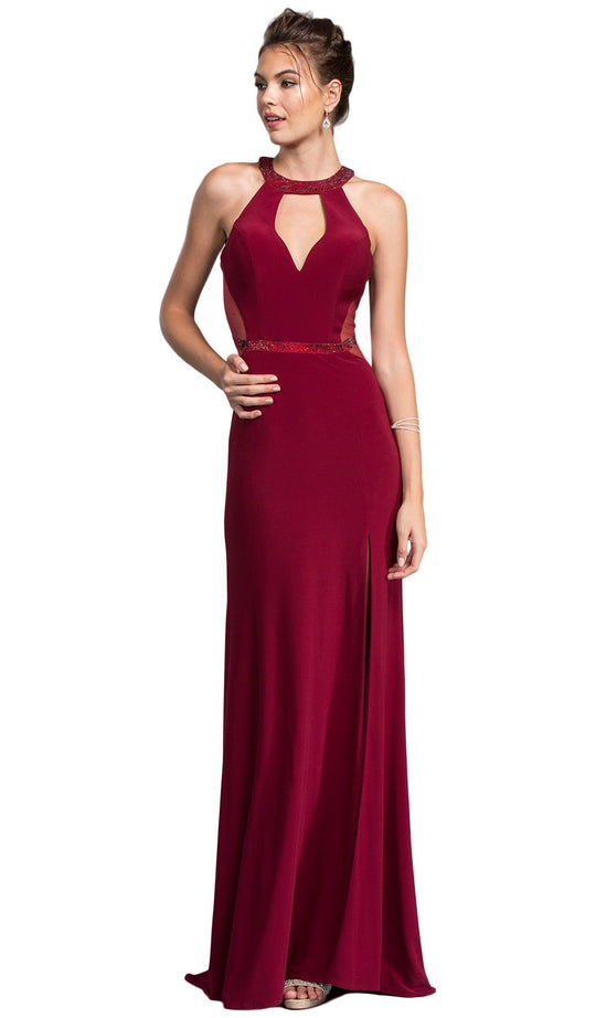 Ornate Halter Sheath Prom Dress