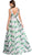 Floral Print Deep V-neck A-line Prom Dress