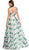 Floral Print Deep V-neck A-line Prom Dress