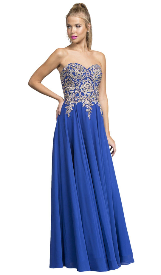 Strapless Applique Sweetheart Prom Dress