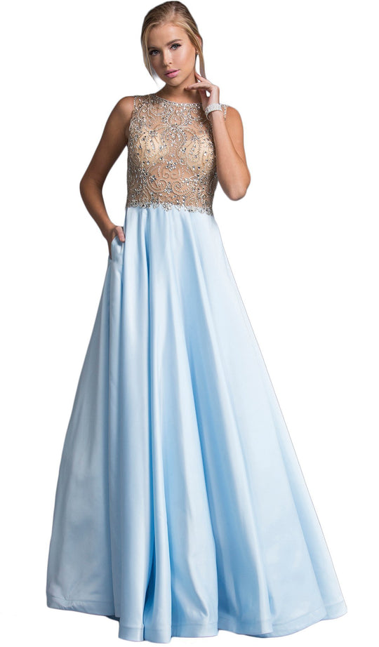 Bedazzled Illusion Jewel A-line Prom Dress