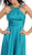 Jeweled Halter Neck Ruched A-line Evening Dress