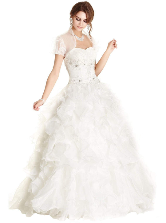 Ornate Ruffled Quinceanera Ballgown With Bolero
