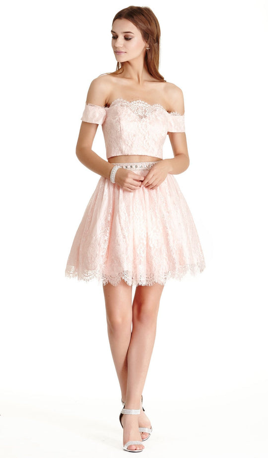 Lace Two Piece A-line Homecoming Dress
