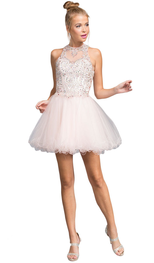 Glittering Illusion Halter Homecoming Dress