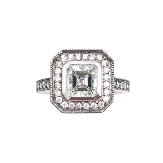Ashley Schenkein Jewelry - Diamond Oxidized Engagement Ring – Ascher Cut