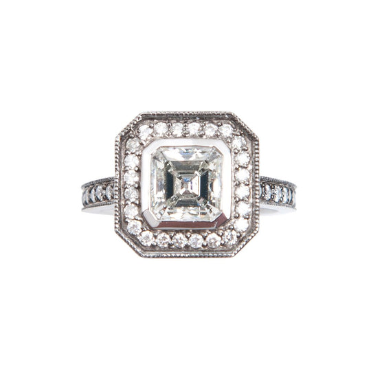 Diamond Oxidized Engagement Ring – Ascher Cut