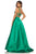 Sherri Hill - 52715 Scoop Neck Strappy Back Long A Line Satin Dress In Green