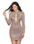 Black - B173 Long Sleeve High Neck Sheath Dress In Brown