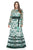 Tadashi Shoji - Sashiko Stitched Peony Motif Gown In Green and White