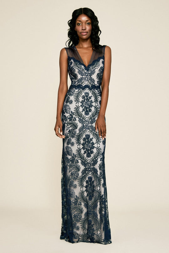 Tadashi Shoji - Gibson Corded Lace Gown - Petite In Blue and Pink