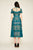 Tadashi Shoji - Lace Shirred Jewel Tea Length Dress In Green and Neutral