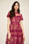 Tadashi Shoji - Lace Shirred Jewel Tea Length Dress In Red and Neutral