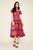 Tadashi Shoji - Lace Shirred Jewel Tea Length Dress In Red and Neutral