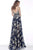 Jovani - 65146 Floral Long A-line Dress In Blue and Multi