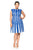 Tadashi Shoji - Contrast Godet Inset Lace Dress In Blue and White