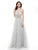 Colors Dress - 1967 Sleeveless Adorned Tri-band Gossamer Rosette Gown in Silver