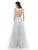 Colors Dress - 1967 Sleeveless Adorned Tri-band Gossamer Rosette Gown in Silver
