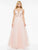 Colors Dress - 1967 Sleeveless Adorned Tri-band Gossamer Rosette Gown in Pink