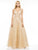 Colors Dress - 1967 Sleeveless Adorned Tri-band Gossamer Rosette Gown in Gold